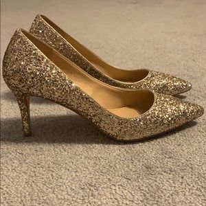 Badgley Mischka Gold Glitter Lyla Heels